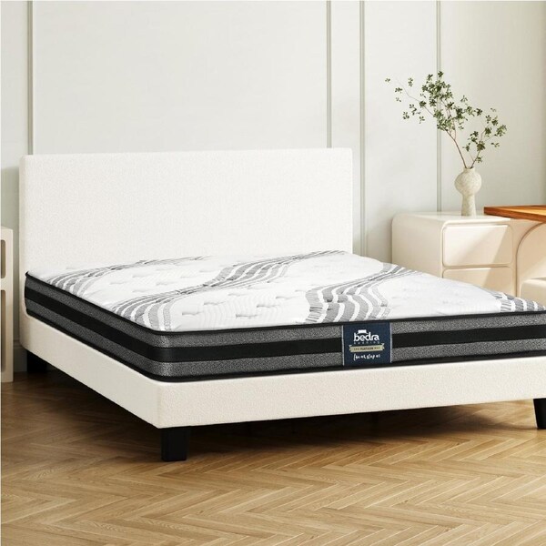 Oikiture Bed Frame Queen Double King Single Base with Mattress Set Boucle Queen Size With Mattress