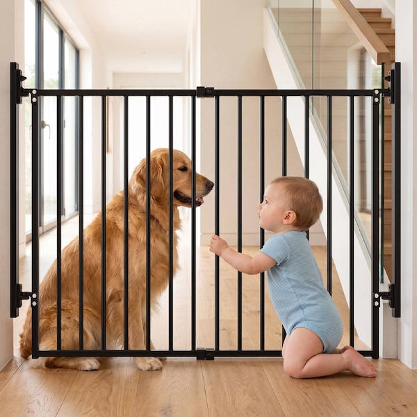 Advwin Retractable Pet Safety Gate Metal Pet Door for Stairs Kitchen Hallway