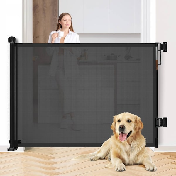Advwin Retractable Pet Safety Gate Doorways Hallways Stairs Gate - Black
