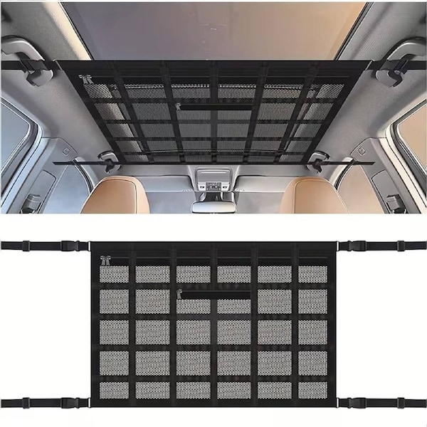 Universal Car Roof Storage Net Ceiling Mesh Cargo Storage Bag for Campervan Vehicle Interior Organizer