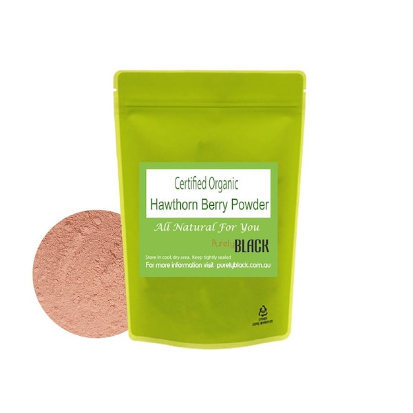 purelyBlack Certified Organic Hawthorn Berry Powder - Crataegus Monogyna Botanical - 50g