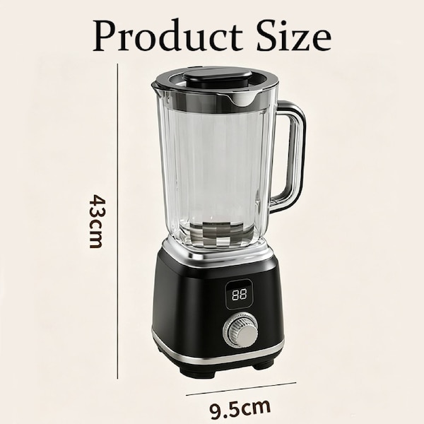 Catzon Juicer Machine Portable Digital Knob Cooking Blender 600ml Large Capacity-Black