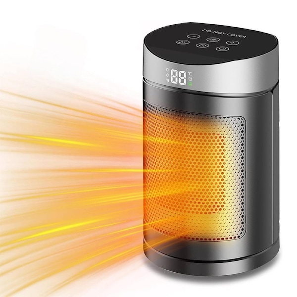 Catzon Portable Electric Space Heater with Touch Screen Indoor Desktop Heater-Silver