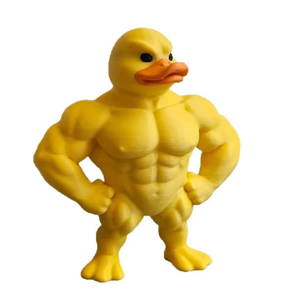 Deal365 Muscle Duck Statue 3D Desktop Figurine Cute Bookshelf and Home Decor