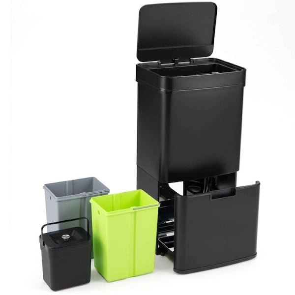 Costway 72L Motion Sensor Rubbish Bin Holder Stainless Trash Can Touchless Waste Dust Case Garbage Storage Black