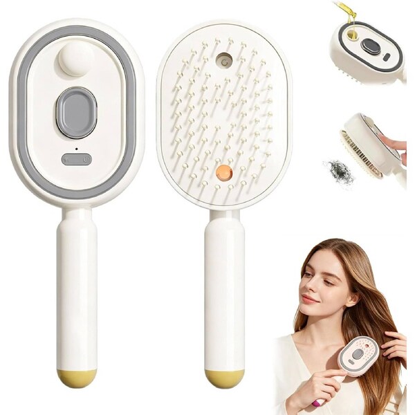2026 Upgraded Electric Spray Hair Brush, Rechargeable Air Cushion Massage Comb with Self-Clean and Anti-Tangle Features