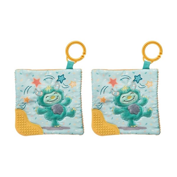 2PK Mary Meyer Mookie Monster Soft Plush Crinkle Teether Aqua 16cm With Hook