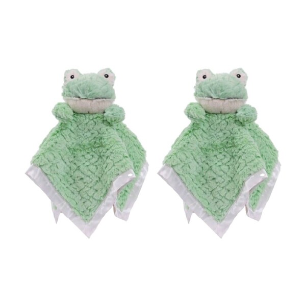 2PK Mary Meyer Nursery Mint Frog Plush Character Cuddle Toy/Satin Blanket 33cm