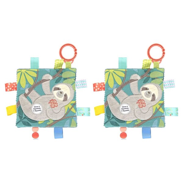 2PK Mary Meyer Taggies Molasses Sloth Crinkle Me Activity Toy W/ Tags & Squeaker