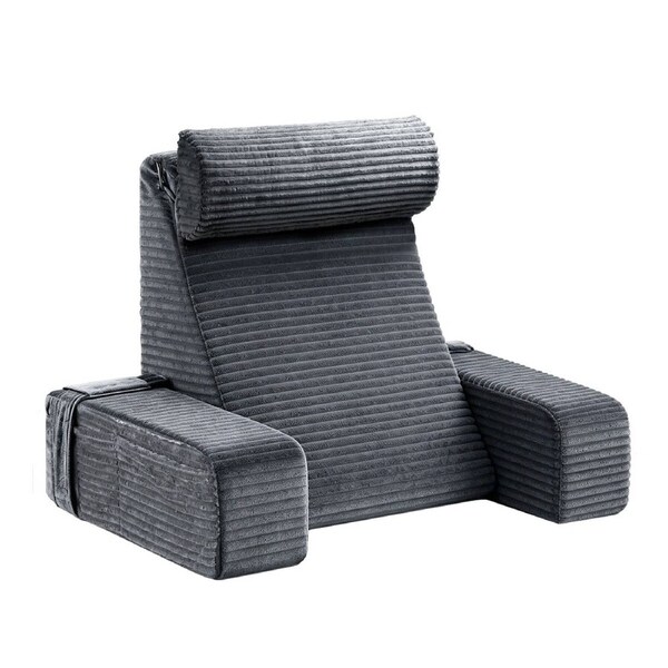 Bed Reading Pillow with Arms for Sitting Up, Backrest Support Sofa Lounge Cushion, Corduroy Cover