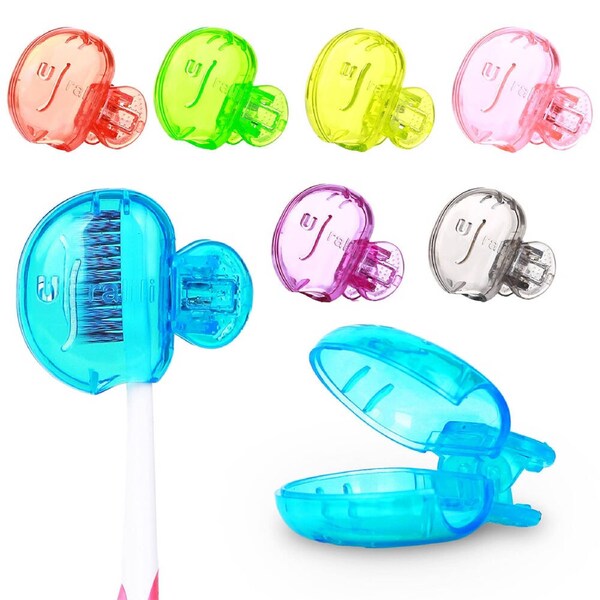 7 Pack Toothbrush Covers Portable Toothbrush Protector Coverings Clips Tooth Brush Head Cover