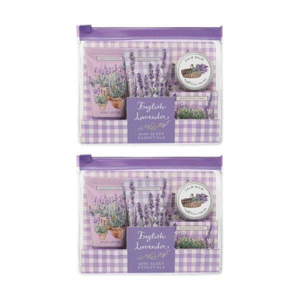 2x 4pc Heathcote & Ivory English Lavender Mini Sleep Essentials Set Multi