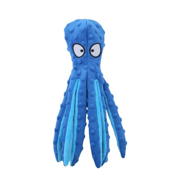 Anypet Plush Octopus Puppy Chew Toy Blue Squeaky