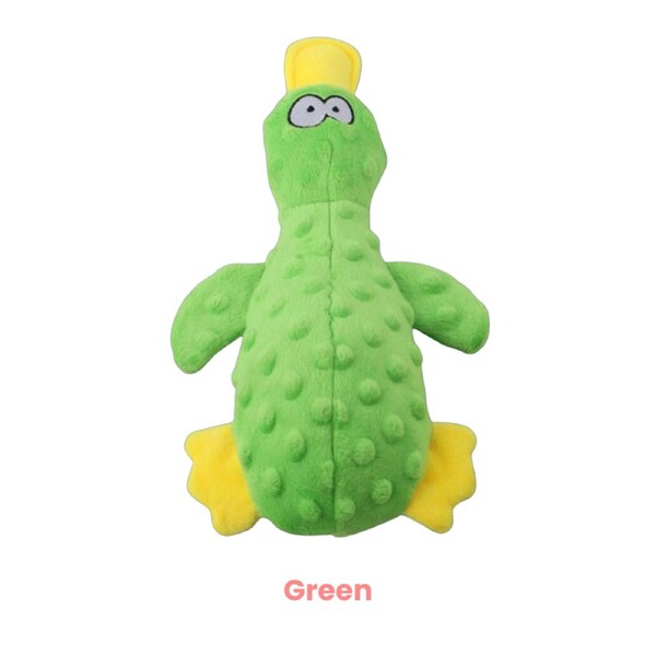Anypet Plush Duck Fish Cat Toy Green Squeaky