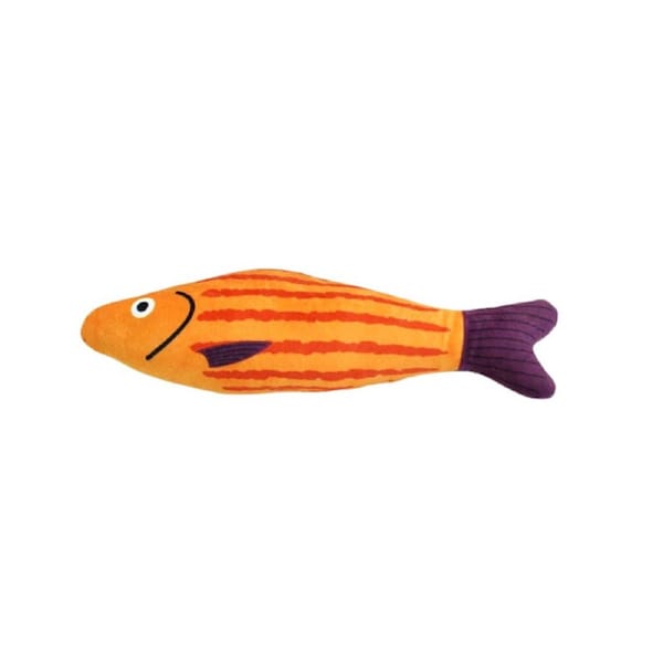 Anypet Plush Fish Cat Toy Orange Purple Squeaky