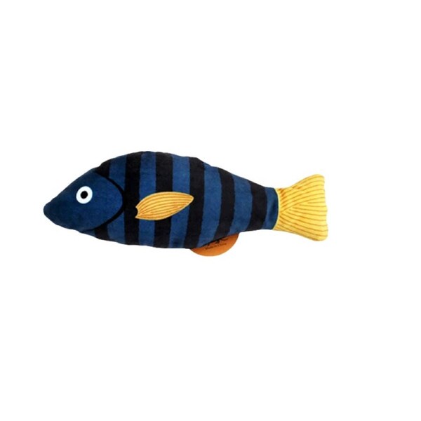Anypet Plush Fish Cat Toy Black Blue Squeaky