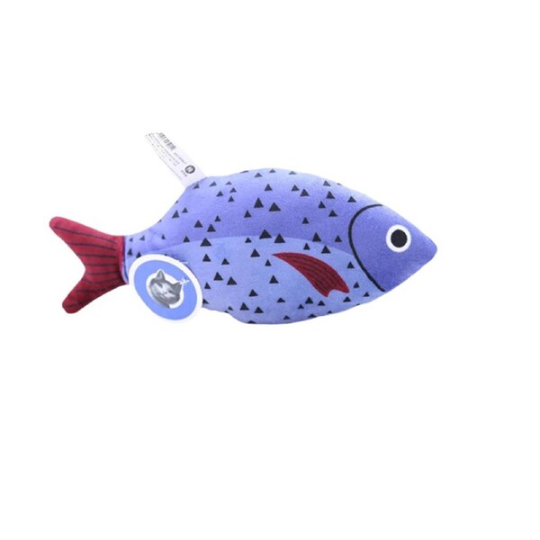 Anypet Plush Fish Cat Toy Purple Squeaky