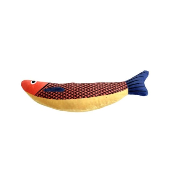 Anypet Plush Fish Cat Toy Orange Yellow Squeaky