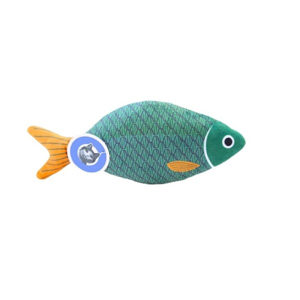 Anypet Plush Fish Cat Toy Green Squeaky