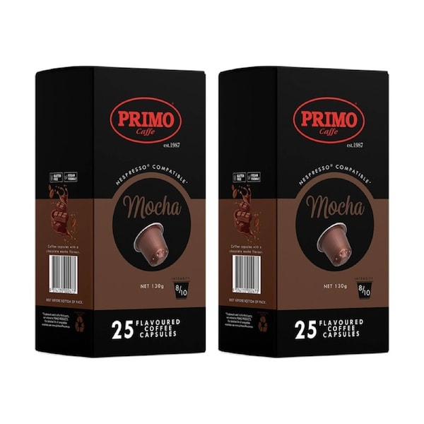 50pc Primo Coffee Mocha Flavoured Pods Compatible W/ Nespresso