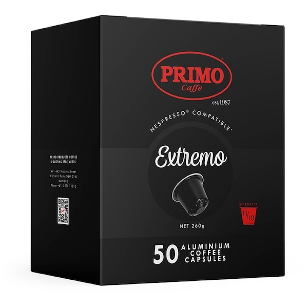 50pc Primo Coffee Extremo Double Strength Pods Compatible W/ Nespresso