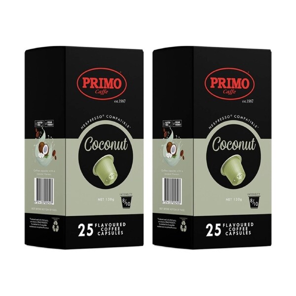50pc Primo Coffee Coconut Flavoured Pods Compatible W/ Nespresso