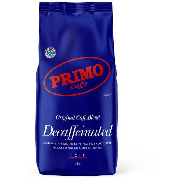 Primo Coffee 100% Arabica Water Processed Decaf Beans 1kg Medium Roast