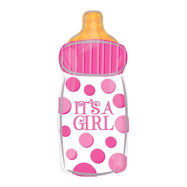 Anagram Junior XL Baby Bottle Its A Girl Foil Balloon Decoration