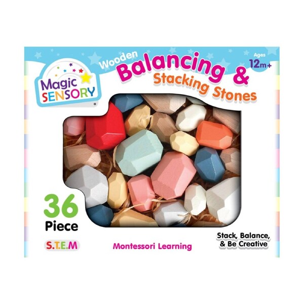36pc Magic Sensory Wooden Balancing Stacking Stones Toy Kids 3y+