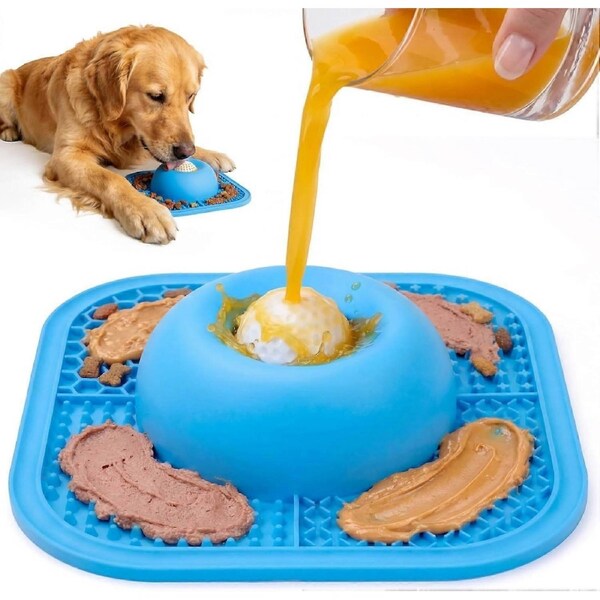 ESTONE 2-in-1 Silicone Lick Mat for Dogs, Slow Feeder & Enrichment Toy with Freezeable Ball