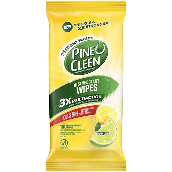 Pine O Cleen Disinfectant Wipes Lemon - 100 Pack