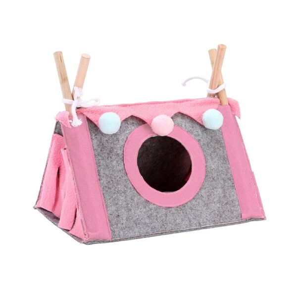 Premium Pink Foldable Felt Hamster Tent Small Pet Hideaway