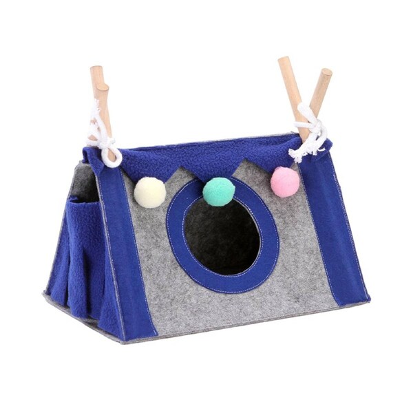 Premium Blue Foldable Felt Hamster Tent Small Pet Hideaway
