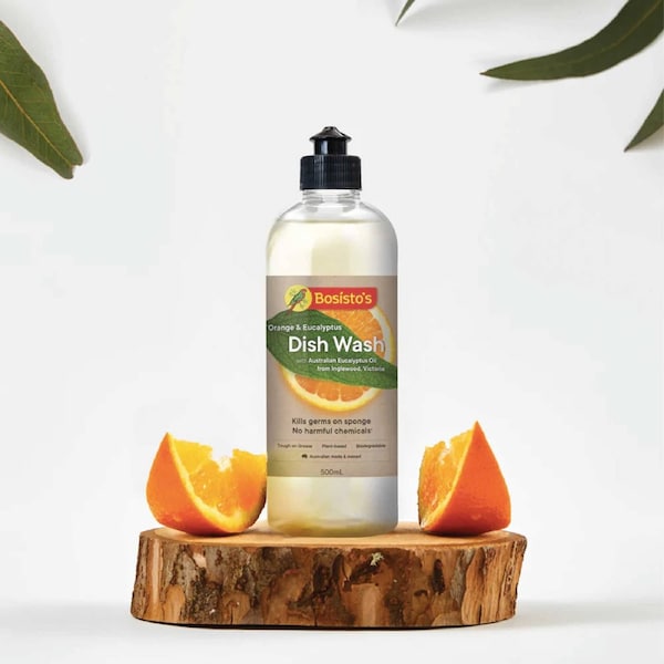 Bosisto's 500ml Plant-Based Dish Wash Liquid - Orange & Eucalyptus, Biodegradable