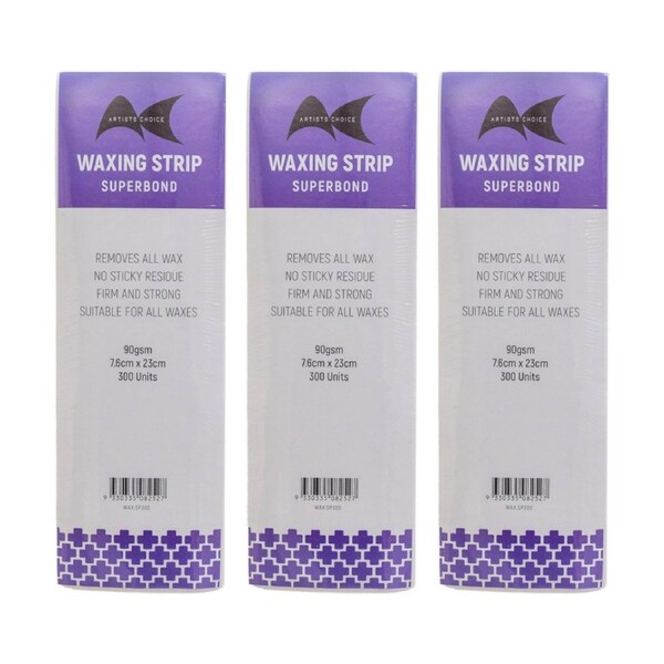 3x 300pc Artists Choice Wax Strips Superbond Hair Removal 90gsm 7.6x23cm