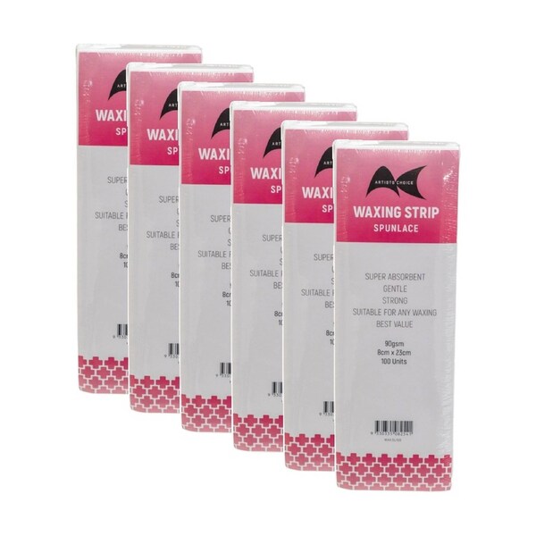 6x 100pc Artists Choice Wax Strips Spunlace Hair Removal 90gsm 8x23cm