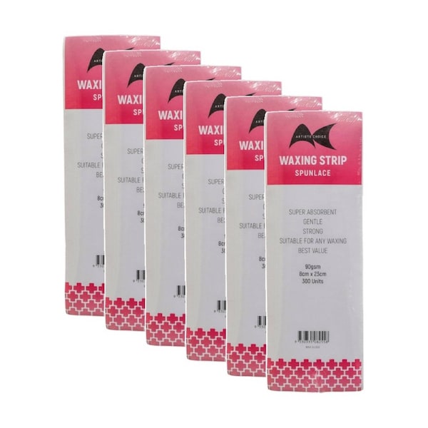 6x 300pc Artists Choice Wax Strips Spunlace 90gsm Hair Removal 8x23cm