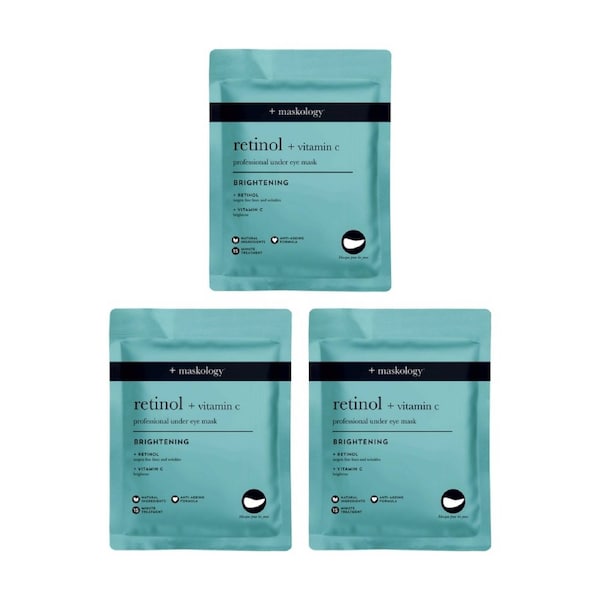 3PK Maskology Retinol+Vitamin-C Professional Under Eye Mask Anti-Ageing Formula