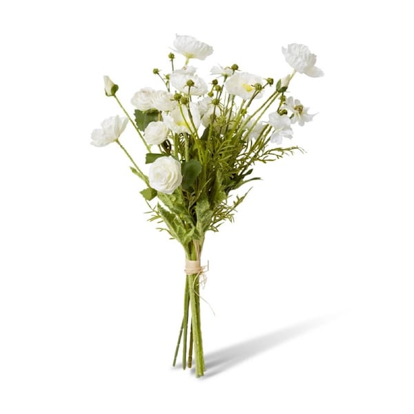E Style Poppy Ranunculus Bundle White Artificial Flowers 20x20x45cm