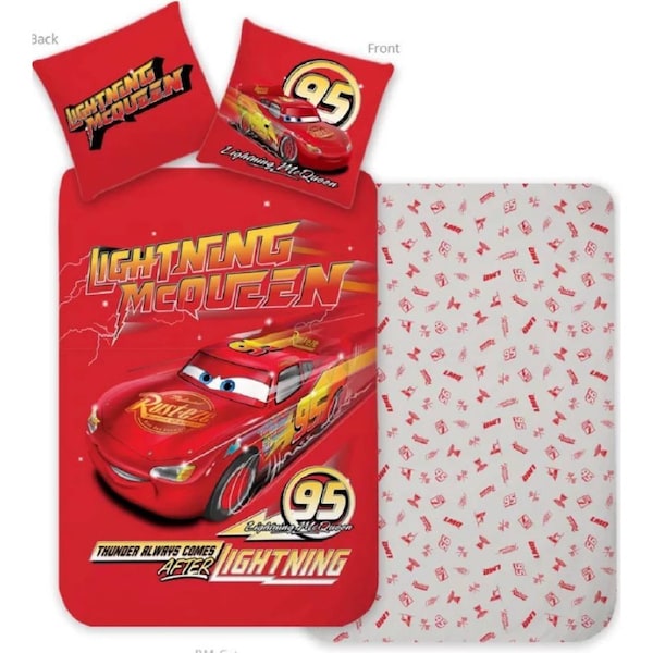 Disney Cars Lightning McQueen Thunder Cotton Kids Quilt Cover Set - Toddler Bed Size