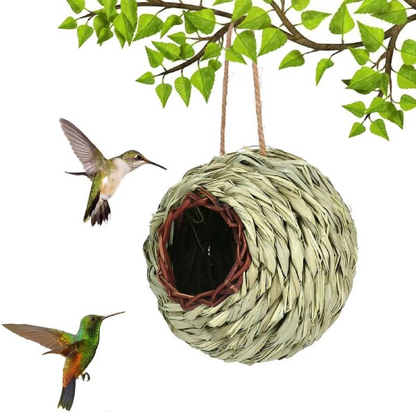 4 Pack Hanging Bird Nest House For Outside Ball Shape Hand Woven Durable Sturdy