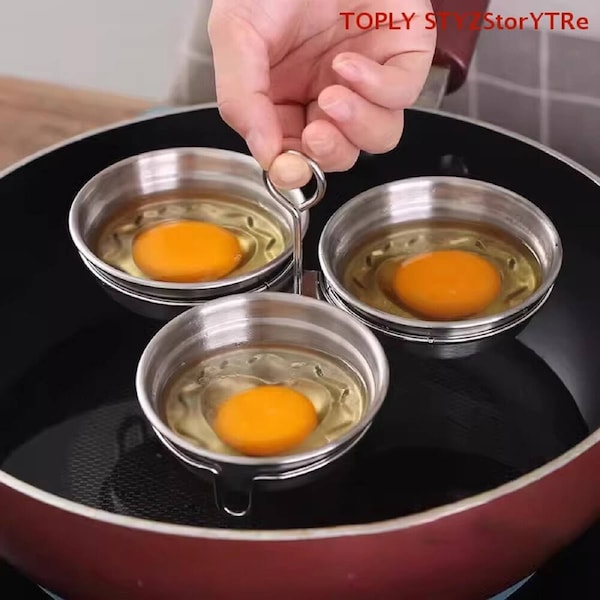 2pack 3 in 1 Stainless Steel Egg Poacher Poaching Pan Mould Egg Steamer Steamed Egges Mold