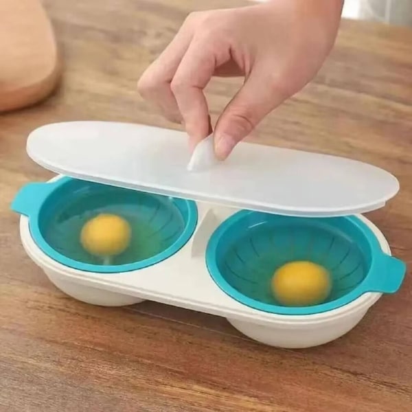 2pc Microwave Eggs PoacherDouble-Cup Egg BoilerKitchen Gadget Egg Mold Cooking Tools Egg Maker