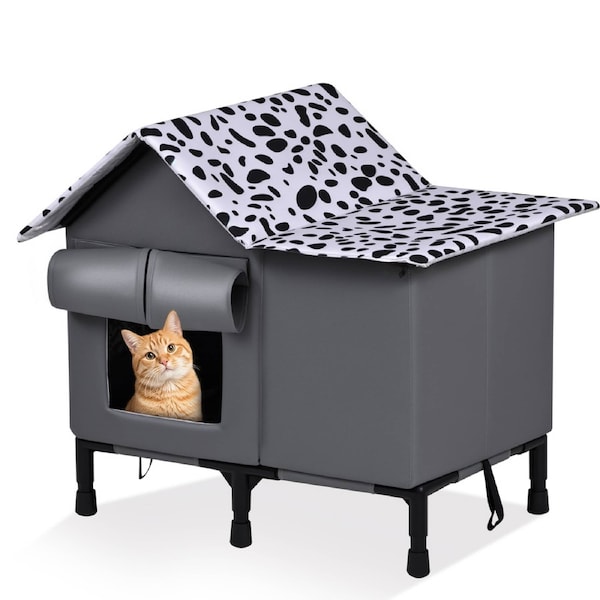 Advwin Elevated Cat House with Door Cat Shelter Weatherproof