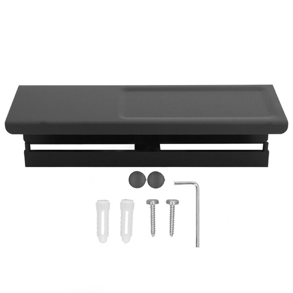 Wall Mount Toilet Paper Holder with Storage Shelf, Waterproof, Black, 2-Roll, Bathroom Tissue