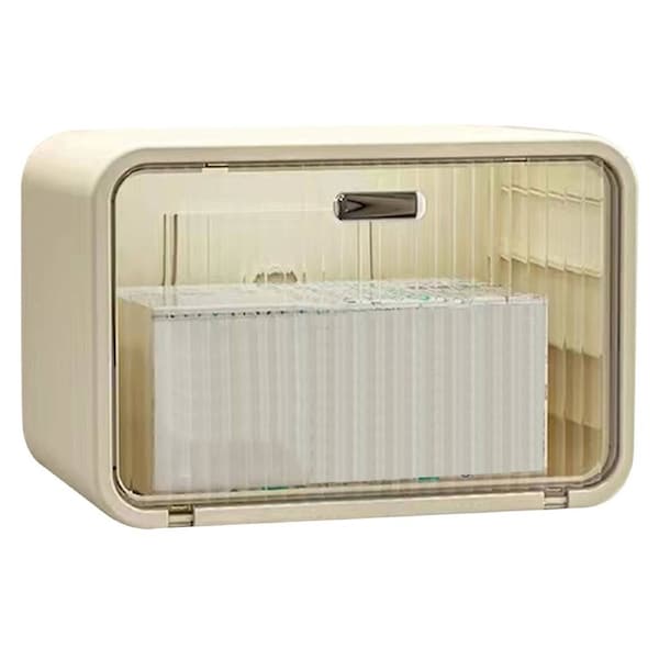 Wall Mounted Tissue Box Cover, Transparent White, 2 in 1 Waterproof Tissue Holder Dispenser for Bathroom