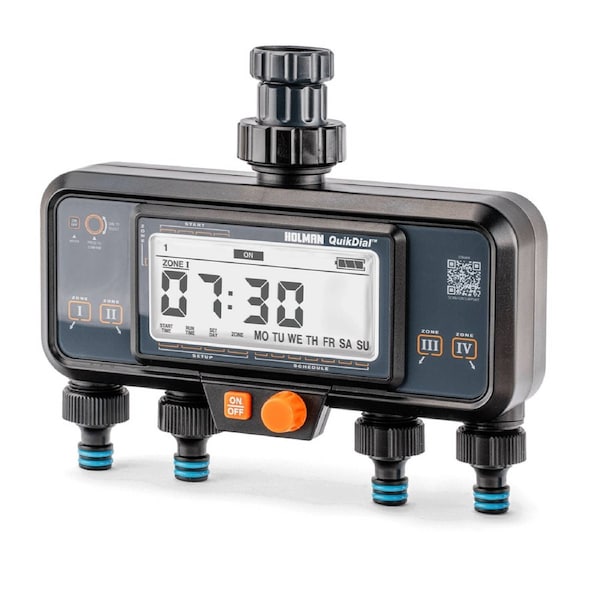 Holman QuikDial 4 x Outlet Garden Tap Watering Timer with 7 Day Calendar