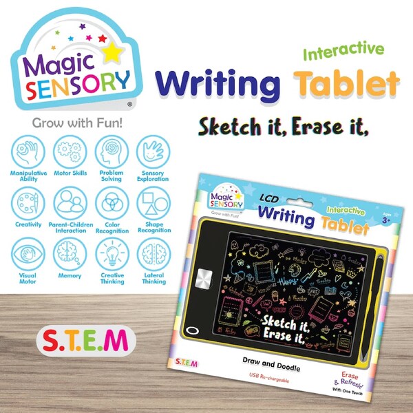 Interactive LCD Writing Tablet - Yellow Doodle (USB Rechargeable)