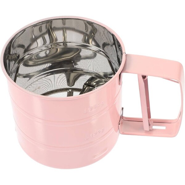 Velocity Hand-Operated Stainless Steel Flour Sifter for Baking, and Clean Pink Kitchen Tool Powdery Ingredients and Flour