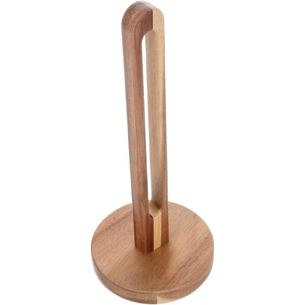 Velocity Wooden Paper Towel Holder, Space-Saving, Brown, for Paper Towels and Storage Bags